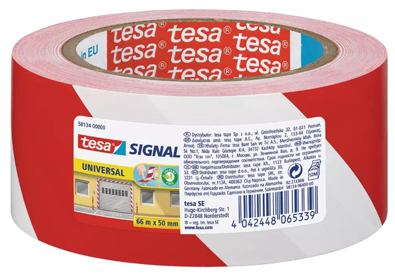 Taśma Signal 66m x 50mm, biało-czerwona Tesa 58134
