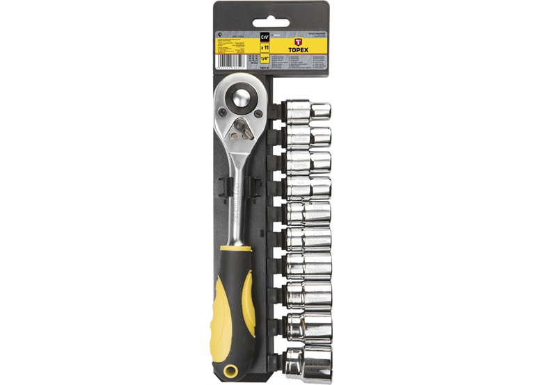 Zestaw kluczy nasadowych 1/2", 10szt. + grzechotka 190mm Topex 38D652