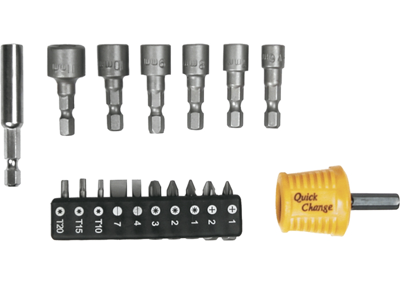 Końcówki wkrętakowe i nasadki z uchwytem, zestaw 18szt. Topex 39D361