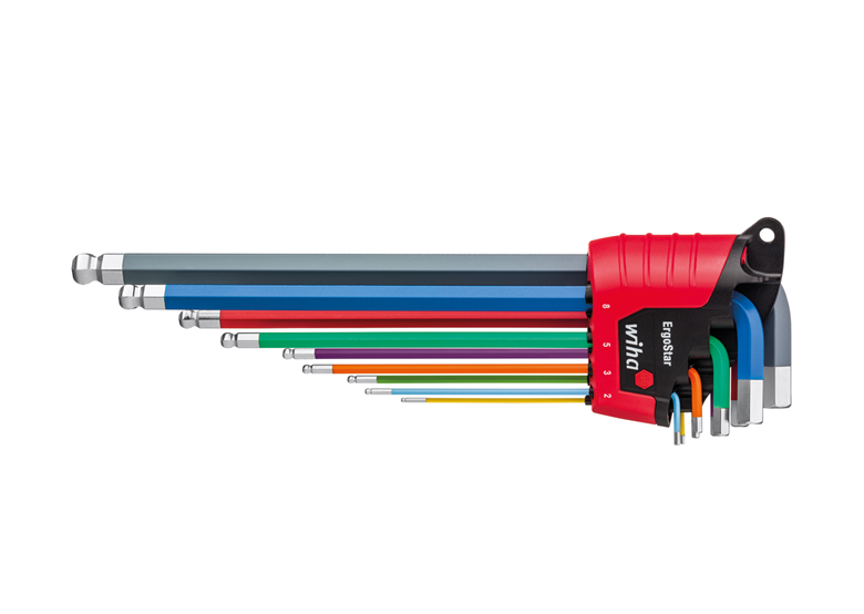 Klucze trzpieniowe z główką kulistą w uchwycie ErgoStar 9szt. Wiha WH-41483