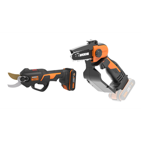 Sekator akumulatorowy Worx WG330E + Pilarka łańcuchowa  do gałęzi Worx WG324E.9