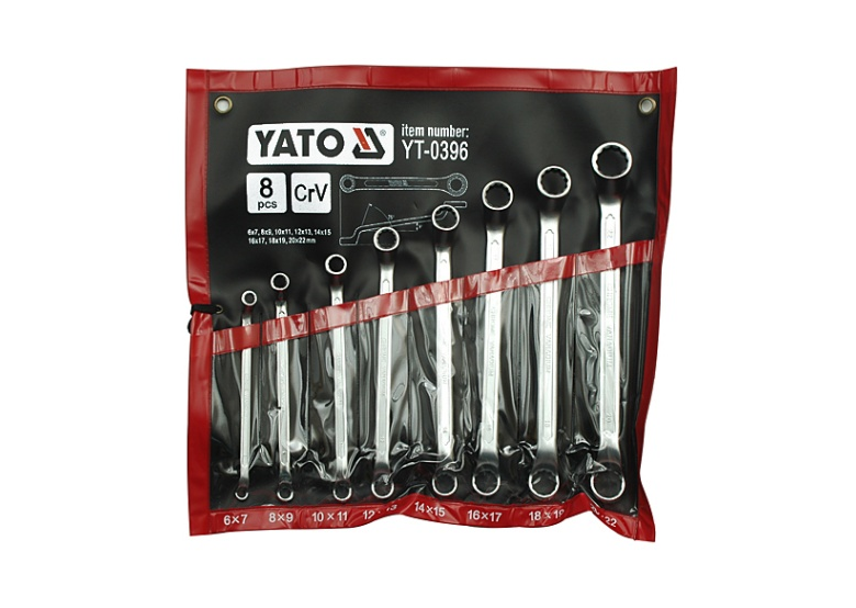 Klucze oczkowo-odgięte 6-22 mm 8 sztuk Yato YT-0396