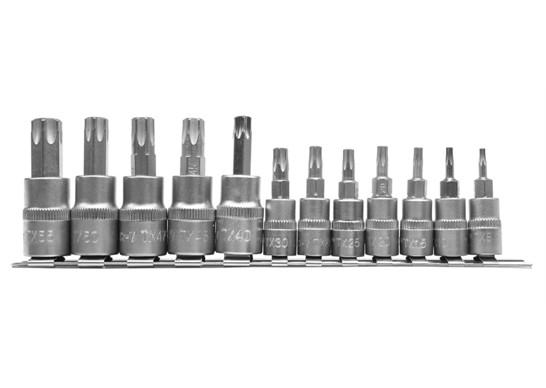 Zestaw kluczy trzpieniowych 1/4" 3/8" Torx na szynie 12szt. Yato YT-04331