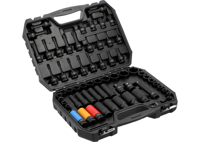 Zestaw udarowych nasadek i kluczy trzpieniowych 1/2", 64 elementy Yato YT-10260