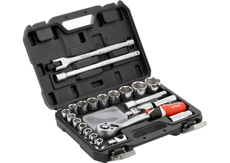 Klucze nasadowe 1/2", zestaw 24 elementów Yato YT-12662
