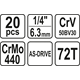 Zestaw narzędziowy 1/4", 20szt. Yato YT-14491