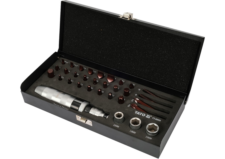 Wkrętak udarowy z bitami 32szt. Yato YT-28000