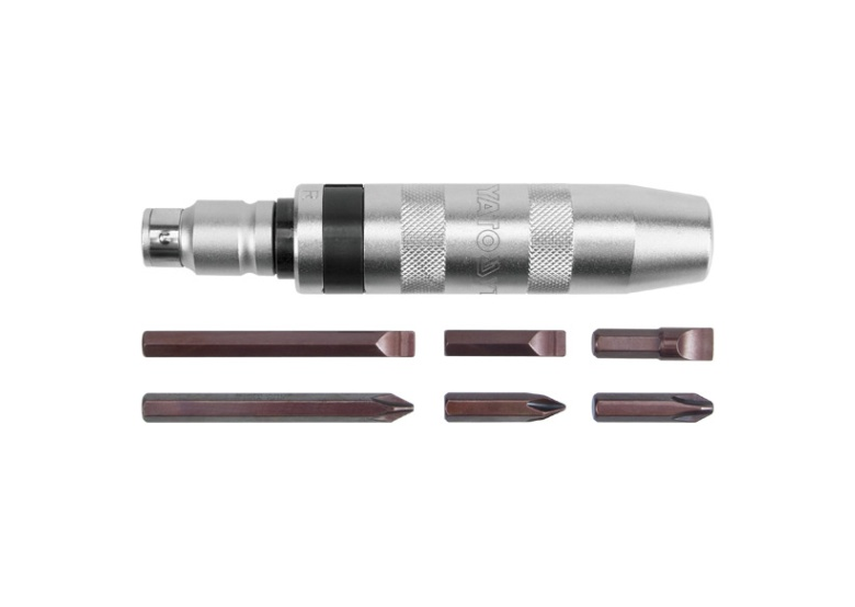 Wkrętak udarowy cr-v rączka metalowa + 6 bitów Yato YT-2801