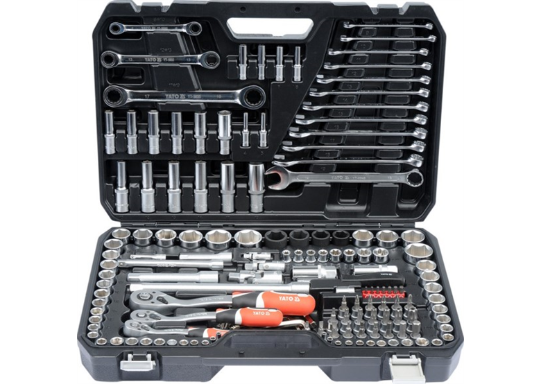 Klucze nasadowe 1/2", 3/8", 1/4", zestaw 150 elementów Yato YT-38811