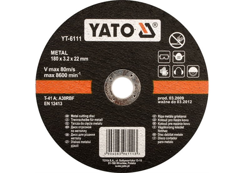 Tarcza do cięcia metalu 180 x 1,5 x 22 mm Yato YT-5925