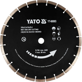 Tarcza diamentowa do betonu 350x25,4mm Yato YT-60003