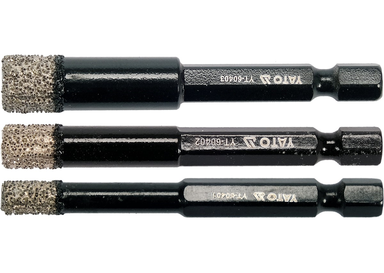 Zestaw diamentowych wierteł do gresu 3szt. Yato YT-60409