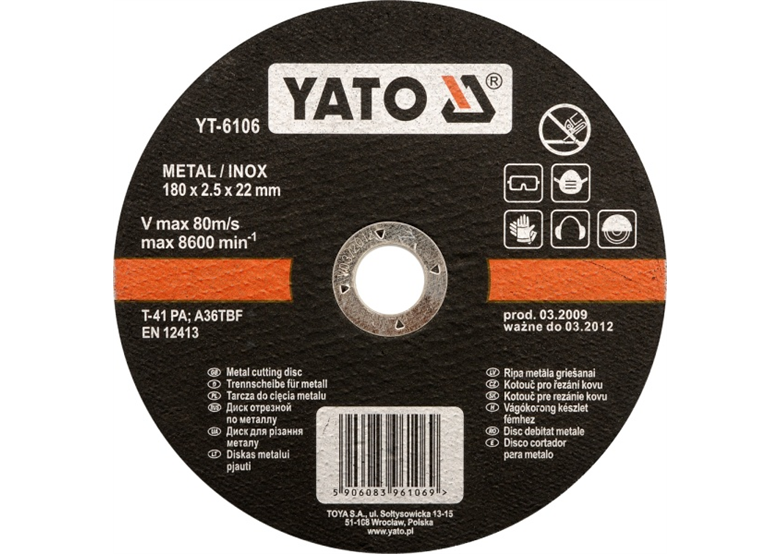 Tarcza do cięcia stali nierdzewnej 115 x 1 x 22 mm Yato YT-6101