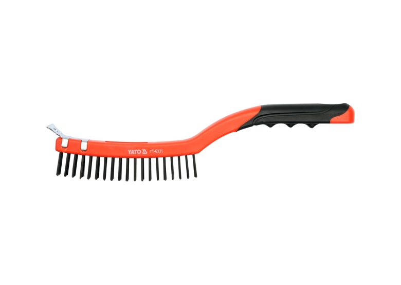 Szczotka druciana ze skrobakiem, plastikowa rączka Yato YT-6331