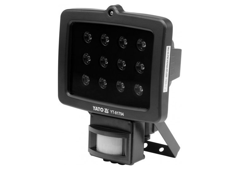 Reflektor diodowy z czujnikiem ruchu 12w 12led Yato YT-81794
