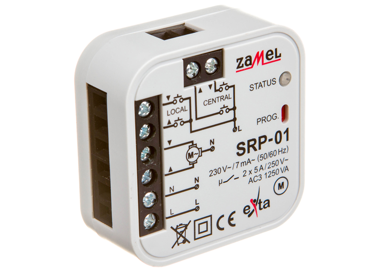 Sterownik rolet dopuszkowy przewodowy 5A AC-3 230V 0-2min SRP-01 Zamel EXT10000126