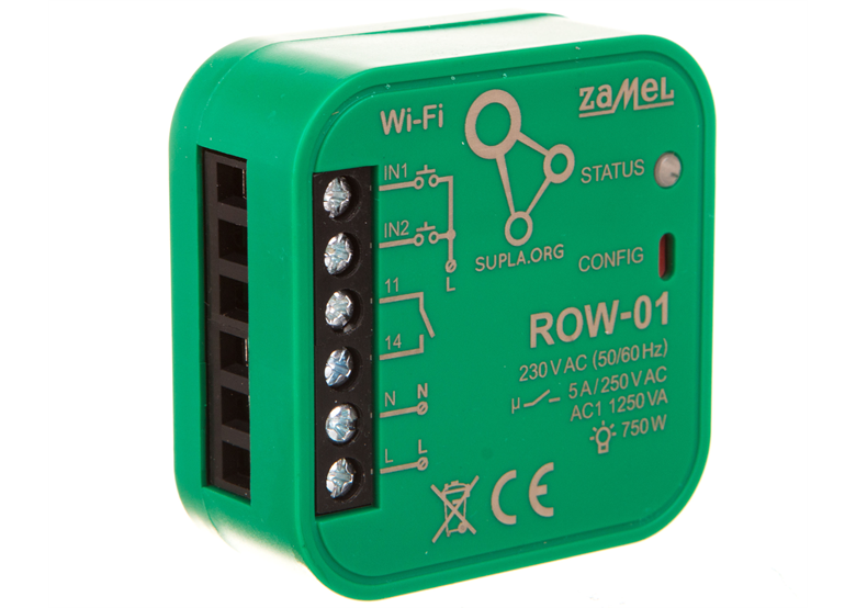 SUPLA Odbiornik dopuszkowy WI-FI 1-kanałowy dwukierunkowy ROW-01 Zamel SPL10000001